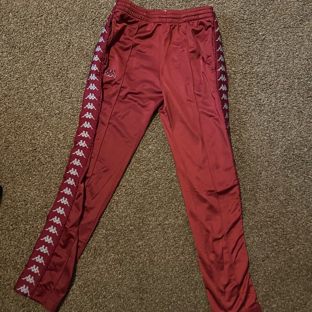 Kappa Red Sweatpants with Iconic Side Stripes